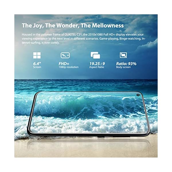 Sim-Free-Unlocked-Mobile-PhonesOUKITEL-C212021-Android-100-64-Inches-Dual-SIM-Phone-4G4GB64GB-4000mAh-Battery-20MP-FrontFour-Rear-Cameras-Helio-P60-Mobile-Phones-SIM-Free-UnlockedBlack OUKITEL Sim-Free & Unlocked Mobile Phones, C21 Android 10.0 6.4 Inches Dual SIM Phone 4G,4GB+64GB 4000mAh Battery 20MP…