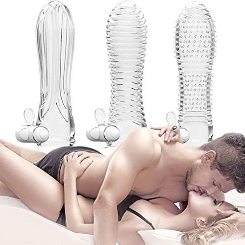 Men's S-E-Xy T0y Silicone Vibra-Tion Reusable Spike Con-Dom(Red,one Size)