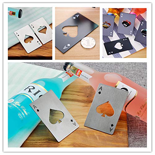 Airoads Ace Of Spades Bottle Opener Credit Card Size Pocker Cap Opener Portable Stainless Steel Can Opener (2 Pack Black & Silver)