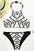 Cupshe Fashion Women's Black&White Diamond Printing Halter Padding Bikini Set (M), Multicolor