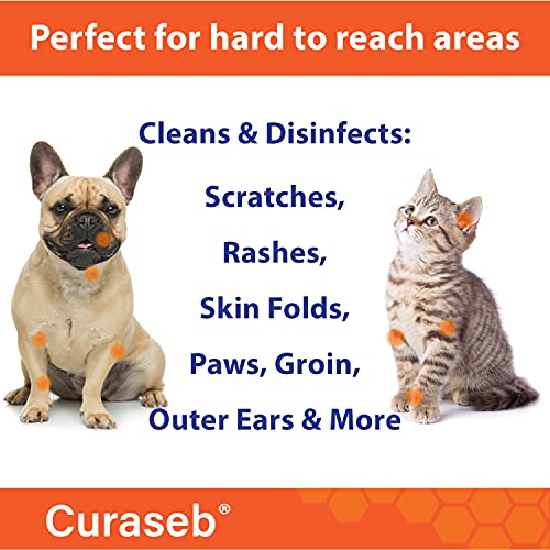 BEXLEY LABS Curaseb Chlorhexidine Wipes for Dogs & Cats, Relieves Skin