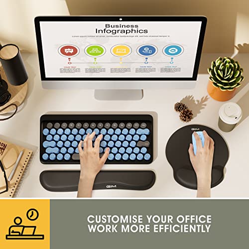 ICETEK Keyboard and Mouse Mat Set, Ergonomic Gel Filled Mouse Pad with Wrist Cushion Support with Memory Foam for Computer and Laptop (S-01)