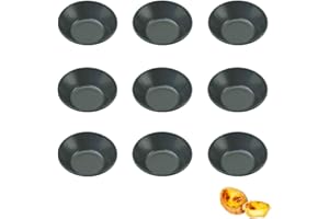 Zxjsisy Pastel De NATA Tins Carbon Steel – 9 Pack Egg Tart Molds for Baking,Nonstick Egg Trat Tins, Oven & Air Fryer Safe，min