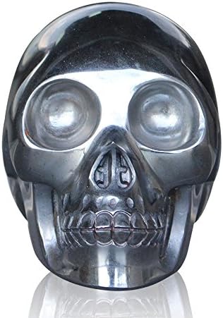 Tuokiy Large 5 inch Natural Quartz Crystal Skull, Collectible Figurines,Mayan Alien Crystal Skull, Healing (Hematit skull)