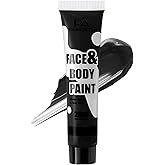 PASNOWFU Black Face Body Paint - Professional Water-Based Non-Toxic Body Painting for Zombie Vampire Halloween SFX Cosplay, Full Coverage Washable Cream for Costume Party Theater Stage Performance
