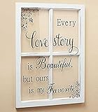 LOVE STORY White Wooden Window Pane Frame Sentiment Decor Shabby Chic Cottage Wall Hanging Inspirational Home Accent Plaque Decoration