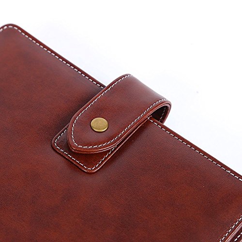 Leather Writing Notebook Organizer, Travel Journal, Vintage Business Binder Refillable Steno Memo Notepad Planner Diary, 7 in, Lined Paper, Card Slots, Pen Holder, Adjustable Snaps, Retro Coffee - Thumbnail 6