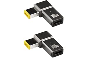 2Pcs USB C to Slim Tip Adapter, 100W 5A Laptop Charging Cable Adapter with USB C Female Input to Slim Tip Rectangle, Zinc All