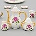Odoria 1:6 Miniature 8PCS Porcelain Tea Cup Set Purple Chintz with Gold Trim Dollhouse Kitchen Accessories