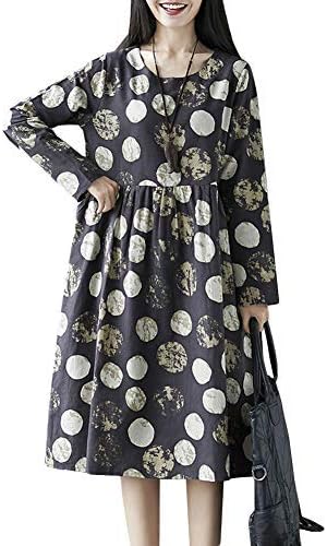 Amazon Jpバレンタインデー レディース 綿麻ワンピース 秋冬 長袖 シャツワンピース ドット柄 大きいサイズ チュニック 民族風 森ガール系 体型カバー 着痩せ 通気性 シンプル カジュアル 可愛い ワンピース チュニック 通販