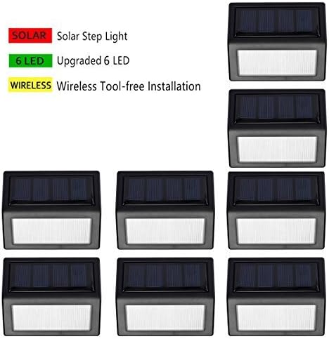 Enkman Outdoor LED Solar Step Light, [Upgraded Version] Wireless Waterproof Super Bright White Lamp for Steps Decks Pathway Yard Stairs Fences (8)