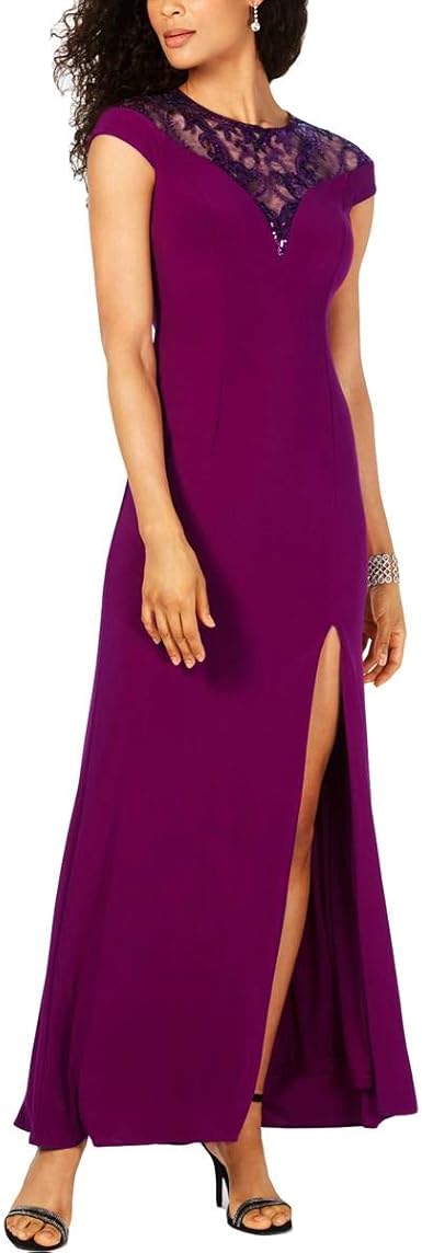 adrianna papell purple sequin dress