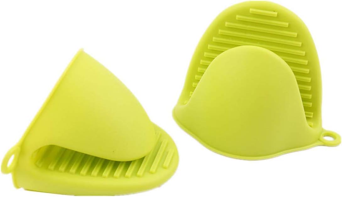 AINAAN Double Finger Grip,Silicone Anti-scalding Gloves,dishwashing Cabinet Kitchen Insulation Tray Dish Oven with Hand Clip, 2019, Green