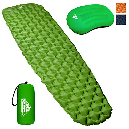 Outdoorsman Lab Camping Sleeping Pad | Ultralight Inflatable Camping Mat Pad for Backpacking & Hiking | Durable Insulated Sleeping Mat, Compact Inflatable Pillow