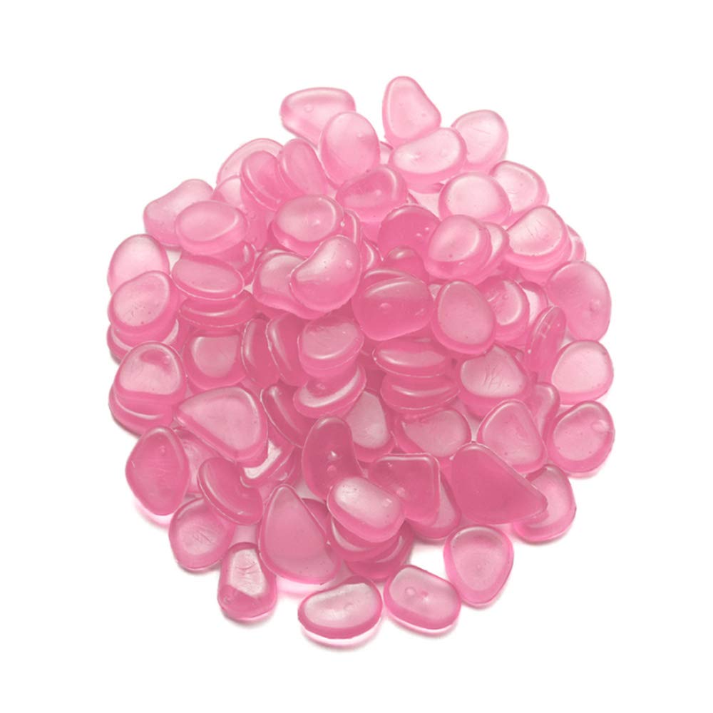 Mdurian CXGST05G 100Pcs Pink Glow in the Dark Pebbles Rock Luminous Cobblestones Glowing Pebbles Stones for Home Garden Walkway Aquarium Fish Tank Patio Lawn Decoration
