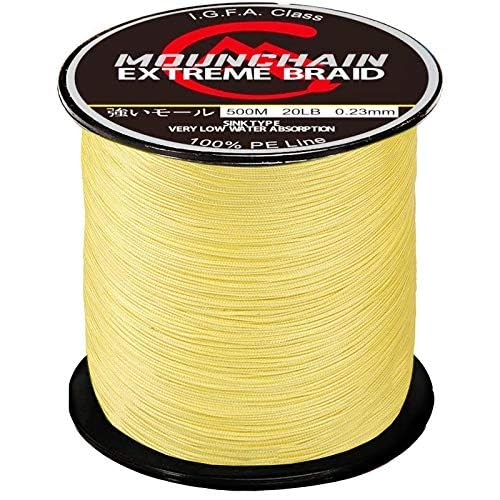 Photo 1 of Braided Fishing Line, Abrasion Resistant Braided Lines, Incredible Superline, Abrasion Resistant Braided Lines Super Strong 100% PE Sensitive Fishing Line, 4 Strands- 30LB - 547Yds, Yellow