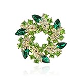 DZT1968 Circle Flower Design Crystal Rhinestone Brooch Pin Jewelry,The Best Gift (Green)