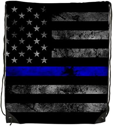 FXXKFACE Thin Blue Line Flag Unisex Gym Drawstring Shoulder Bag Backpack Travel Bag