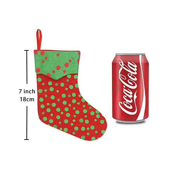Ivenf Christmas Mini Stockings, 24 Pcs 7 inches Glitter Round Dots Stockings, Gift Card Bags Holders, Bulk Treats for… - Image 5