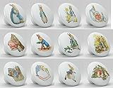 Set of 12 Peter Rabbit Ceramic Drawer Cabinet Knobs Pulls