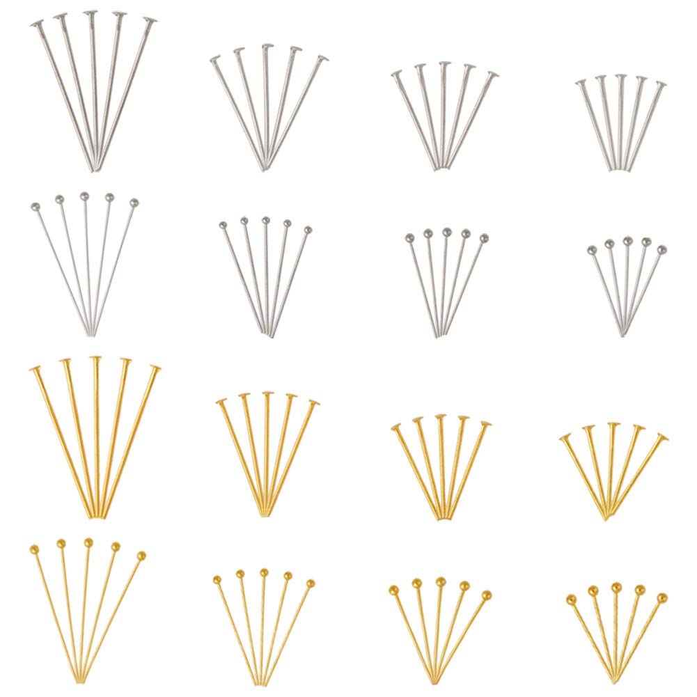 Craftdady 1600Pcs Mixed Colors Head Pins Ball Head Pins Flat Head Pins Wire Disc Headpins for Beading Jewelry Making — image 1