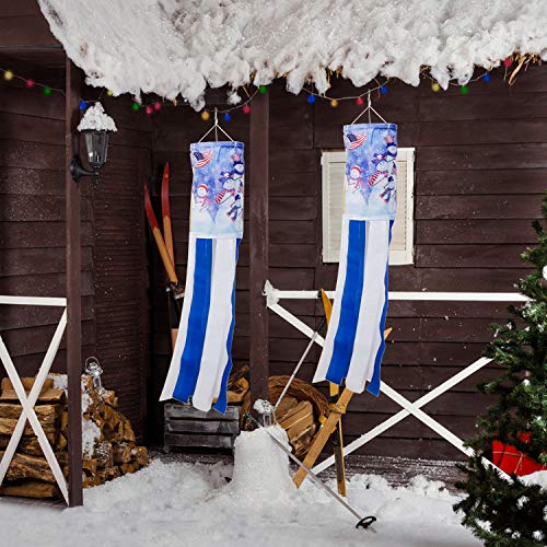 PINCHUANG 2 Pack 40 Inch Snowman Winter Windsock Flag, Christmas Windsock Flag American Flag Windsock Outdoor Hanging Decoration for Front Yard Patio Lawn Garden Party Decor (Style E (2 Pack))