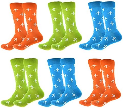 ARABINXIN Mens Fun Funky and Colorful Patterned Dress Socks with Cool and Crazy Designs -6Pack