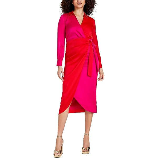 Amazon.com: INC Womens Cocktail Party Wrap Dress Red M : Clothing, Shoes &  Jewelry