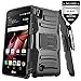 LG X Power Case With Tempered Glass Screen Protector,IDEA LINE(TM) Heavy Duty Armor Shock Proof Dual Layer Holster Locking Belt Swivel Clip with Kick Stand - Black