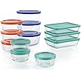 Pyrex Simply Store 12-Pack Mixed Sized Glass Food Storage Set, Round & Rectangular Containers With Lids, BPA-Free, Dishwasher