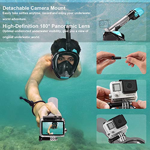 Gocheer Swimming Mask,Scuba Goggles Full Face with Nose Cover Diving Mask Snorkel Kit Foldable Underwater Breathing Device for Adult,Swimming (S/M) - Thumbnail 5