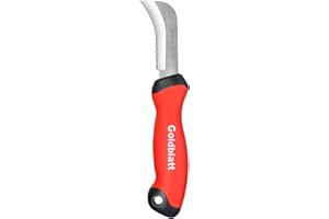 Goldblatt Stainless Steel Roofing & Flooring Knife - Linoleum Cutter with Soft-Grip Handle, Hook Knife for Cutting Carpet, Ca