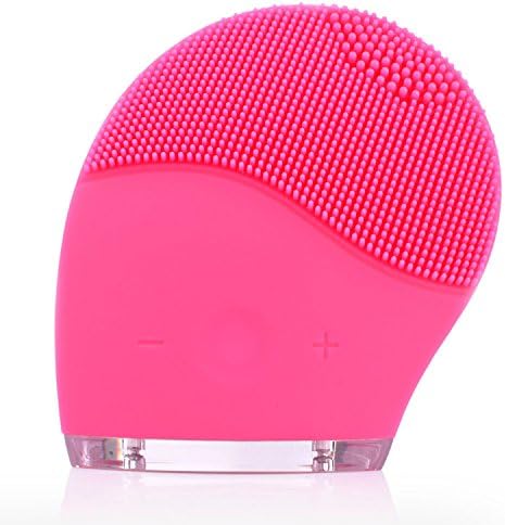 YANWIN Silicone Facial Cleansing Brush, Waterproof Rechargeable Sonic Face Cleanser and Massager - Deep Cleaning Pore Exfoliating Blackhead Anti-aging and Reduce Acne Skin Care - Rose Red