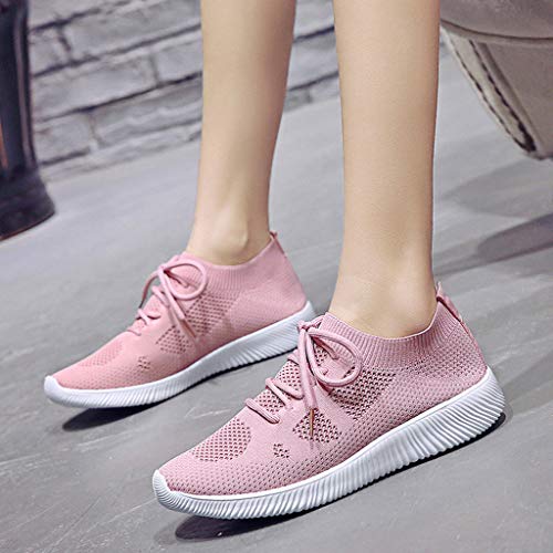 SSYUNO Women's Fashion Sneakers Athletic Mesh Breathable Sports Shoes Comfort Tennis Running Jogging Gym Shoes Pink