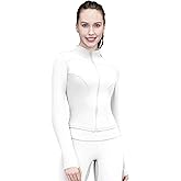 Pobodo Women's Workout Jacket Full Zip Athletic Jacket with Thumb Holes, Stand-Up Collar Slim Fit Yoga Jacket