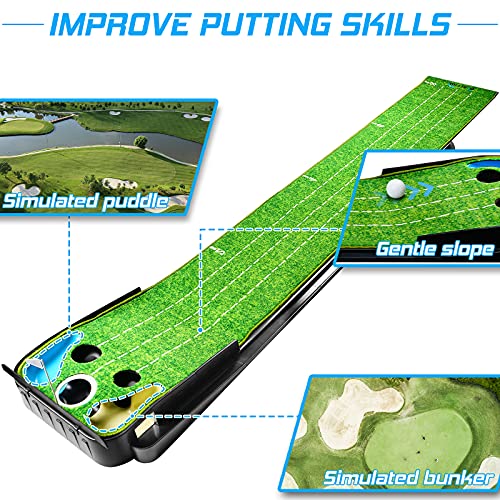 Putting Green, Golf Putting Mat with Nonwrinkle Crystal Velvet, Golf