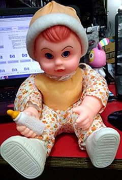 E My Toy Shop Plastic Baby Doll with Milk Bottle (20cm)