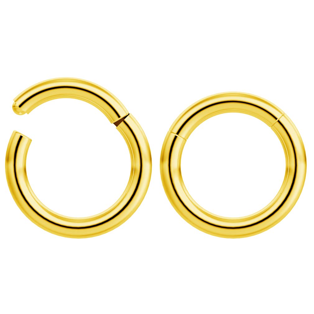 Bling Piercing 2pc 1.2mm 16g Hinged Clicker Captive Bead Ring Gold 6mm Helix Earring Nose Hoop Rook Cartilage Tragus Lip Septum Forward Eyebrow Ear Lobe Nostril Rings Seamless Surgical Steel