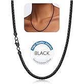 Jewlpire 3mm Flat Link Chain 18K Gold Plated/Black/Silver Chain Necklace for Women, Non-Fading Women's Chains Necklace 16 18 20 22 24 26 Inch