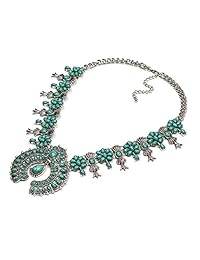 Collar Lovage con dije de flor color turquesa para mujer