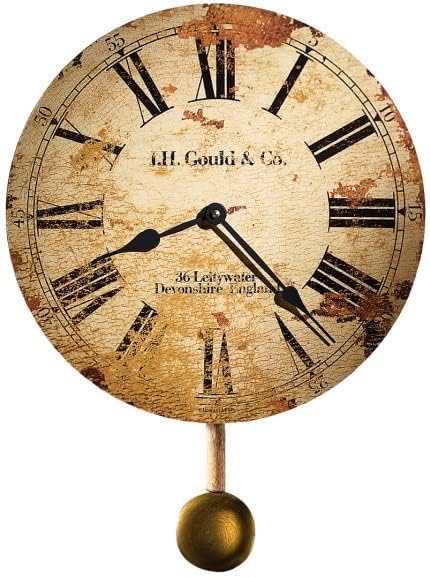 Photo 1 of Howard Miller Dayton Wall Clock II 549-661 – Aged Finish Metal Frame, Antique Dial, Vintage Home Décor, Antique Brass Finished Pendulum, Quartz Movement