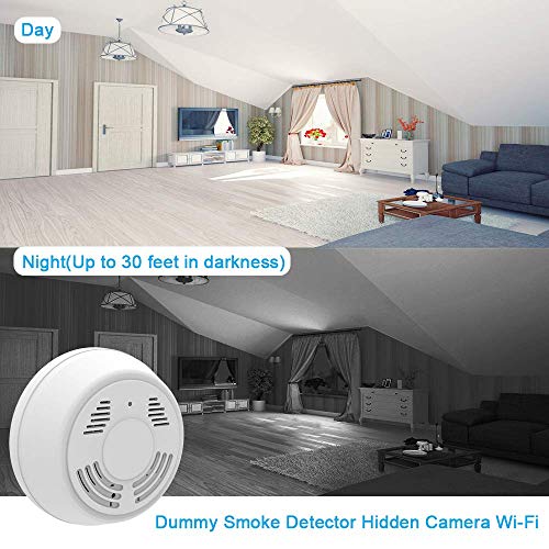 Hidden Camera Smoke Detector WiFi, SDETER Motion Activated Nanny Camera with 180 Days Battery Power, Remote Internet Access,Night Vision, SD Card Slot, Bottom View Covert Camera Lens for Home Security