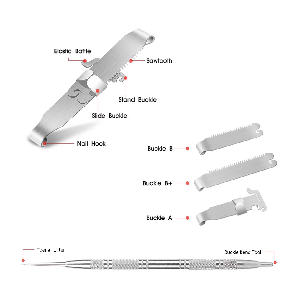 BEZOX Ingrown Toenail Tools, 2PCS Ingrown Toenail Correction Buckle and Toenail Lifter for Ingrown Toe Nails Treatment - Surgical Grade Stainless Steel - M Size(Men:8"-9", Women:10"-12"): Beauty