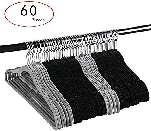 Homewill Velvet Suit Hangers High Intension Standard Adult Shirt / Dress No Slip Hanger - 60 Pack (40 Pack Black &amp; 20 Pack Gray)