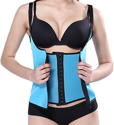 Body Shaper Lingerie Clearance ♥ Zipper Sweat Sauna Women Slimming Vest Waist Trainer (S, Blue)