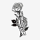 NBEADS Skeleton Rose Metal Wall Art Decor, Black Wall Hanging Decor Silhouette Wall Art Modern Metal Wall Sculptures for Modern Home Hanging Decorations, 11x5.8 Inch