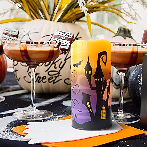Castle, Witch, Bats Decal Halloween Decor Candles - Image 7