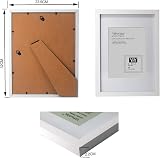 YiPinYin White A4 Picture Frames Set of 3 with A5 Mounts Bevel Cut Gallery view 7