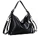 Heshe Vintage Leather Handbags for Women and Ladies Casual Shoulder Handbag Tote Top Handle Bag Satchel Purses (PU Leather-Black)
