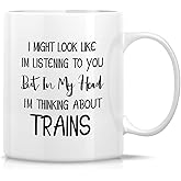 Retreez Funny Mug - Look Like Listening In My Head I'm Thinking About Trains Railroad Railway 11 Oz Ceramic Coffee Mugs - Funny Sarcastic Inspirational birthday gifts for him her friend coworker dad
